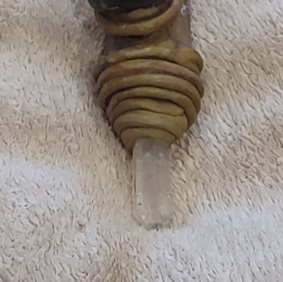 Chakra wand vintage handmade crystal points mult healing stone 16" long - Picture 7 of 10